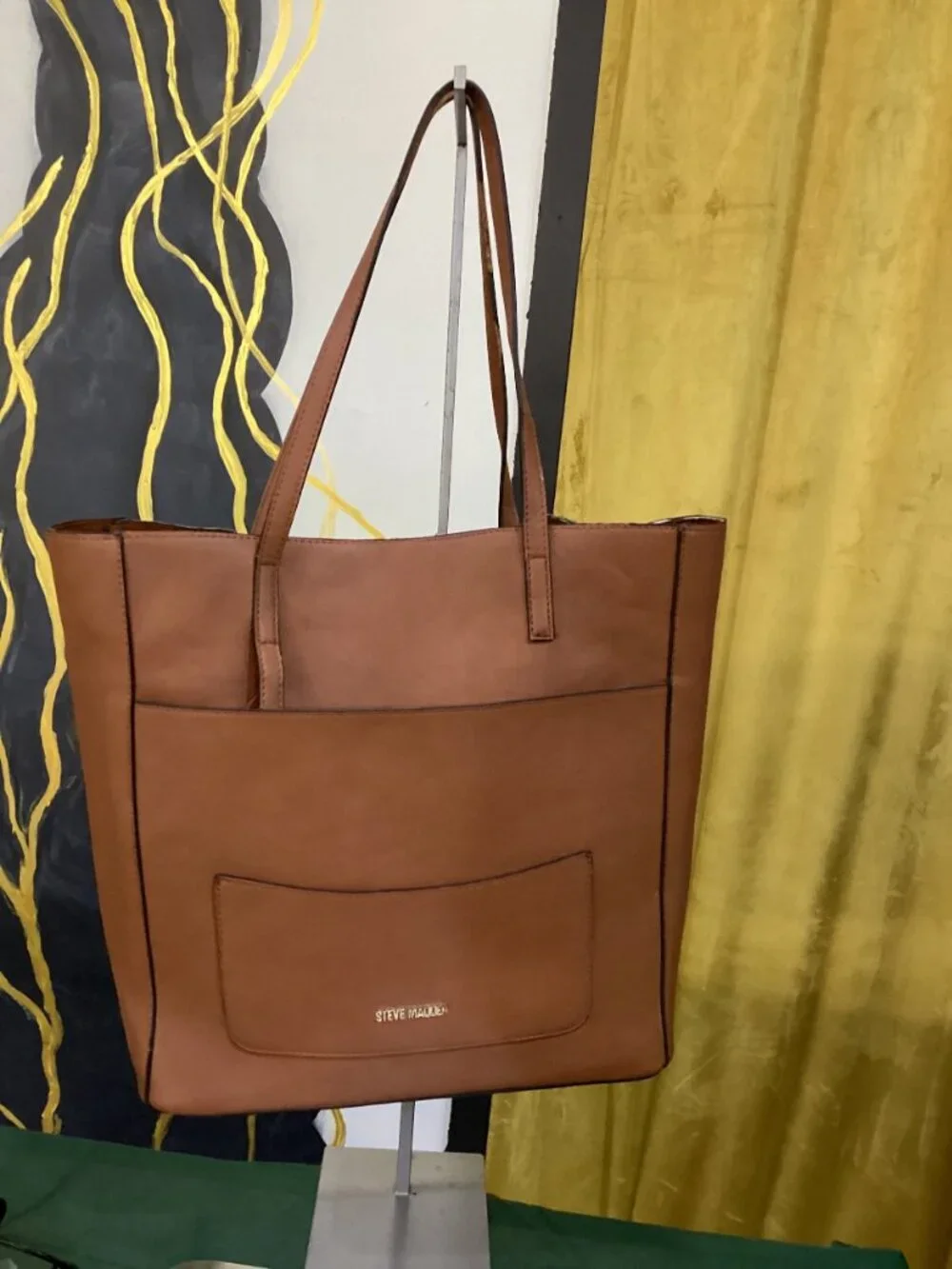 Brown Leather Tote Bag Large Shoulder Strap Casual Handbag